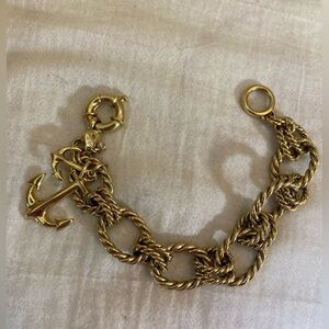 J. Crew‎ Gold Tone Link Necklace with Anchor Charms Nautical